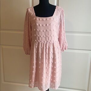 Jodifl Soft Pink Textured Swiss Dot Dress Size Med